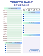 Load image into Gallery viewer, Blue Minimalist Daily Pet Schedule (Printable PDF)
