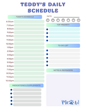 Load image into Gallery viewer, Blue Minimalist Daily Pet Schedule (Printable PDF)
